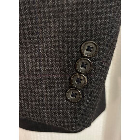 Oscar de la Renta Mens Gray Wool Blazer Sport Coat Micro Check Size 46R Business - Picture 6 of 9